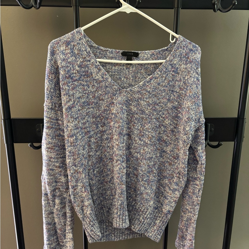 J. Crew Blue and Purple V-Neck Sweater
